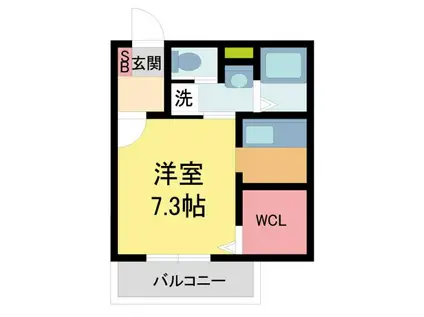 セジュール芦屋川(1K/1階)の間取り写真