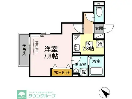 クレスタ(1K/1階)の間取り写真