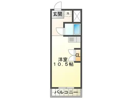ハイツ富田II(ワンルーム/3階)の間取り写真