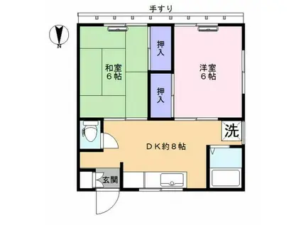 山田ハイツ(2DK/2階)の間取り写真