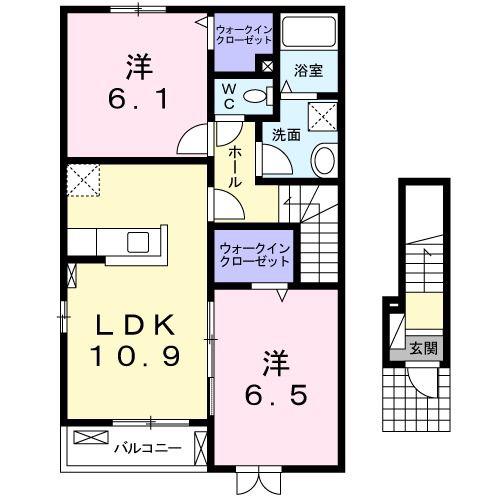 サンライズA(2LDK/2階)の間取り写真