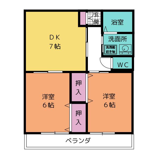 ピアハイツ青山A(2DK/2階)の間取り写真