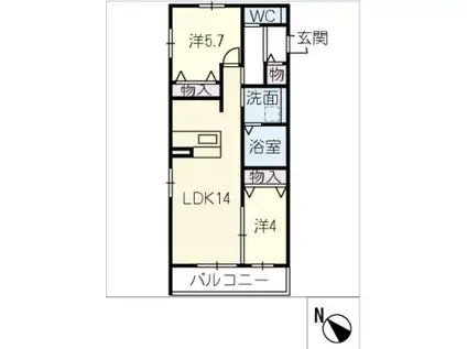 千種区御影町1丁目マンショ(2LDK/3階)の間取り写真