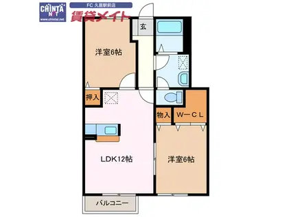 ダンブランセ A棟(2LDK/1階)の間取り写真