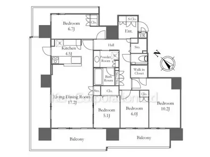 HARUMI FLAG SEA VILLAGE(4LDK/4階)の間取り写真