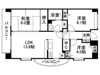セントレアカマ V(3LDK/6階)の間取り写真