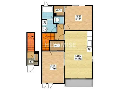 エレガント富の原IIA(2LDK/2階)の間取り写真