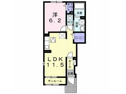 グレース大清水(1LDK/1階)の間取り写真