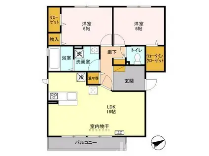 ディアナ(2LDK/1階)の間取り写真