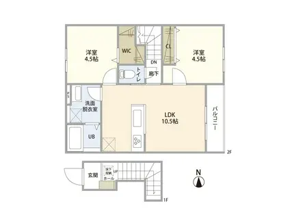 リーブルファイン三郷鷹野II(2LDK/2階)の間取り写真