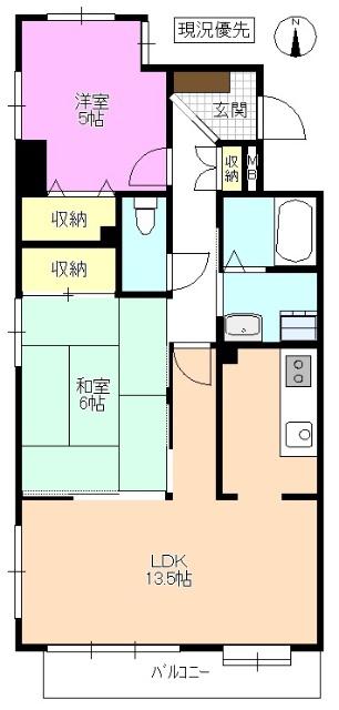 サンシャイン北松本(2LDK/4階)の間取り写真