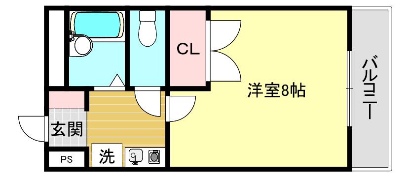 サンハイツ甲陽園(1K/1階)の間取り写真