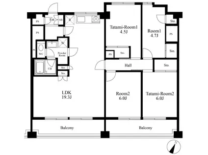 吉祥寺ハイム(4LDK/10階)の間取り写真