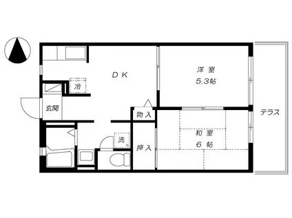 ディアス浜田(2DK/1階)の間取り写真