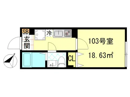 シーエフジオーレ川崎アネックス(1K/1階)の間取り写真