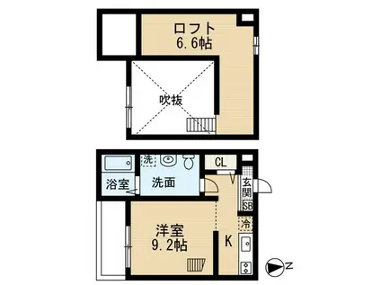 VAIL(ワンルーム/2階)の間取り写真