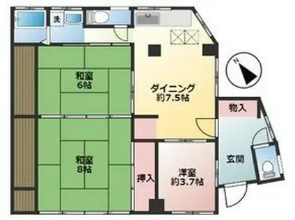 カリフォルニアリバー(3DK/1階)の間取り写真