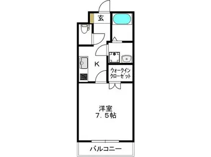 ポルトフィーノ長岡(1K/2階)の間取り写真