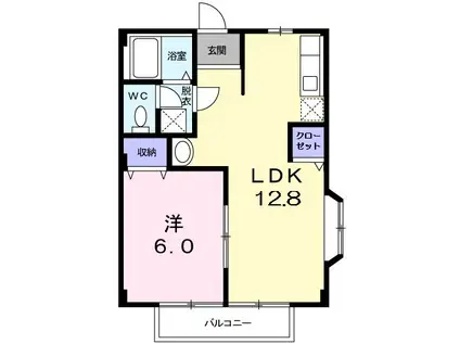 マウンテンハイツ(1LDK/2階)の間取り写真