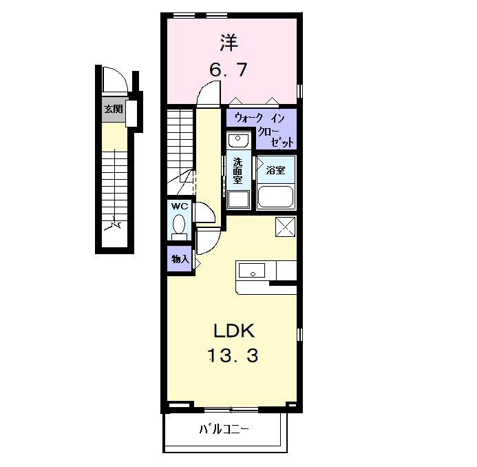 ファミリエール(1LDK/2階)の間取り写真