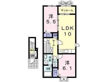 呉竹ヒルズIII(2LDK/2階)の間取り写真