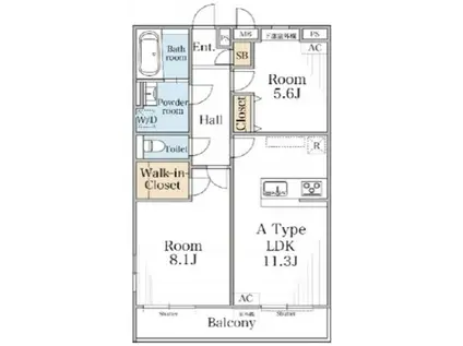 リブリ・淵野辺III(2LDK/1階)の間取り写真