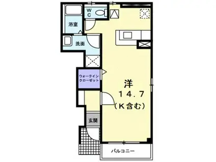 ニルヴァーナ ビエンネ(ワンルーム/1階)の間取り写真