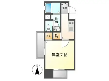 リエス鶴舞イーストタワー(1K/7階)の間取り写真