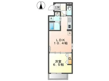 ゼフィール(1LDK/3階)の間取り写真