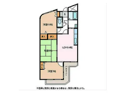 センターフィールド(3LDK/2階)の間取り写真