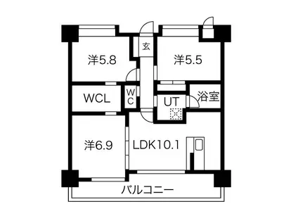ヒルクレスト菊陽グランデ(3LDK/3階)の間取り写真