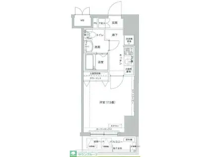 アイル東京向島(1K/9階)の間取り写真