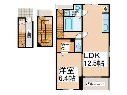 VERDE COLLINA(1LDK/3階)の間取り写真