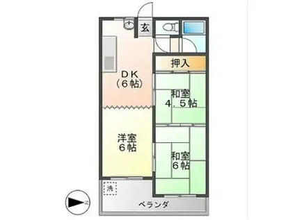 コーポかさはら(2LDK/2階)の間取り写真