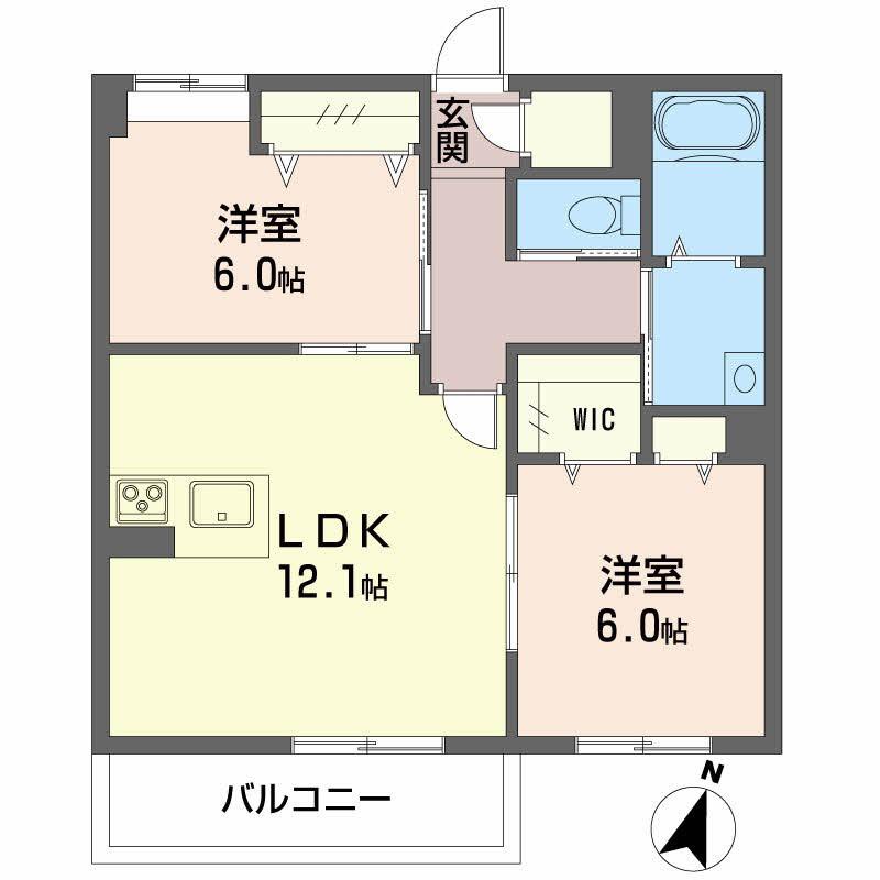 BEREO.KAWANO(2LDK/1階)の間取り写真