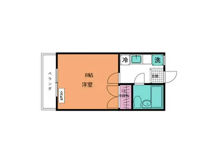 レジデンス万葉(1K/2階)の間取り写真