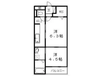 リバーサイド桜坂(2K/2階)の間取り写真