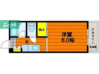 コスモクイーン津倉(1K/1階)の間取り写真