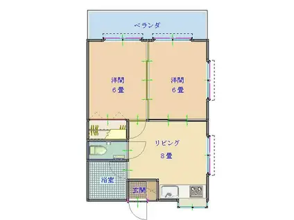 メゾン上沢(2DK/2階)の間取り写真
