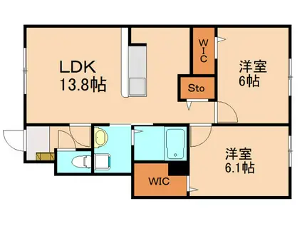 アン ボロンテ(2LDK/1階)の間取り写真