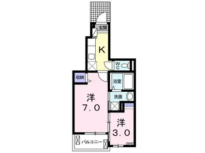 カーサプラシード(1K/1階)の間取り写真