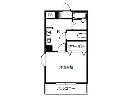 エスポワール(1K/1階)の間取り写真