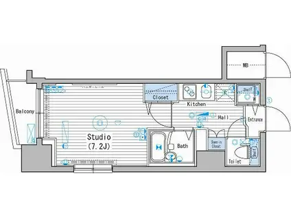 グランド・ガーラ新宿(1K/3階)の間取り写真