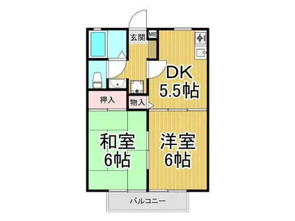 GRE宝塚レジデンス(2DK/2階)の間取り写真