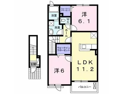 プラシード.ブレッザ(2LDK/2階)の間取り写真