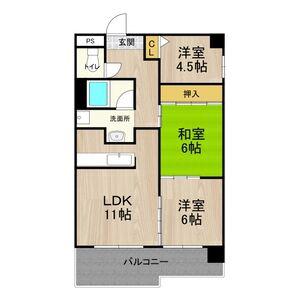 テンフォーティー(3LDK/9階)の間取り写真