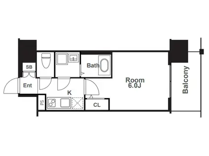 エスリード本町靭公園レジデンス(1K/2階)の間取り写真