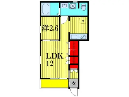 IRIE PAWS(1LDK/1階)の間取り写真