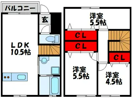 ソシオス赤間(3LDK/1階)の間取り写真