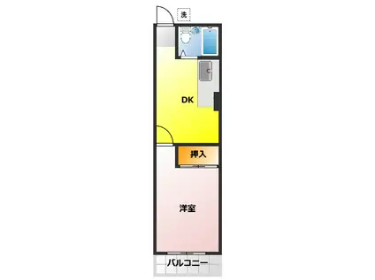 仙波長徳共同ハイツ(1DK/2階)の間取り写真